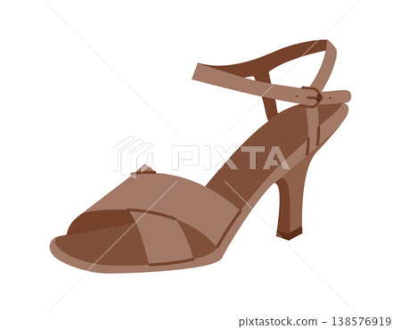 Brown low heel sandal shoe women flat. Cross strap dress shoe for brunch, vacation, outdoor party, warm weather look. Brown low heel sandal shoe women flat. Cross strap dress shoe for brunch, vacation, outdoor party, warm weather look. 138576919