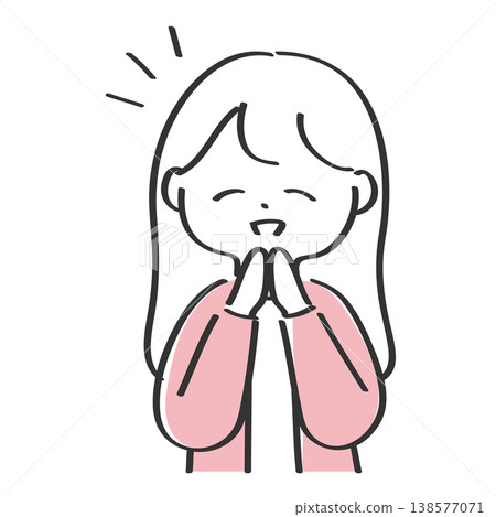A young businesswoman smiles and clasps her hands together. A young businesswoman smiles and clasps her hands together. 138577071