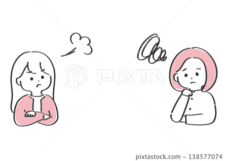 不滿的女性 | 簡單易用的插圖 138577074