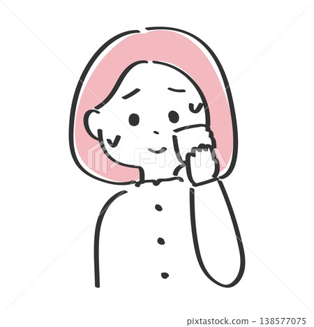 一位可愛的女士用手帕擦汗 | 簡單易用的插圖。 138577075