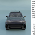 Front view image of a large black electric SUV against a studio background. Original design. 138577211