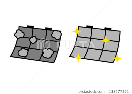 Dirty air conditioner filter vs. clean air conditioner filter 138577351