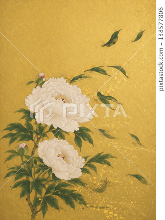 牡丹花在金色的微風中搖曳 138577806