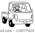 An illustration of an elderly woman driving a light truck. 138577824