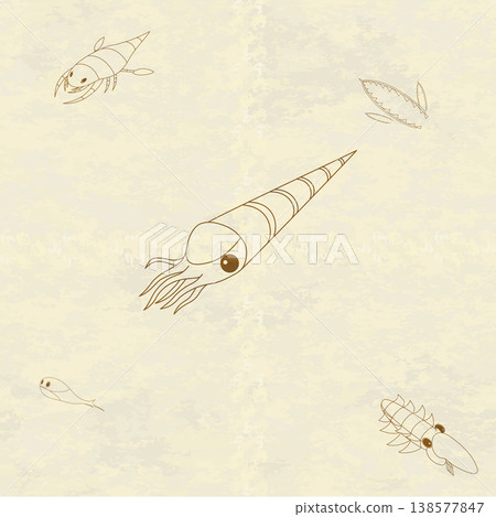 Pop art background material featuring Ordovician creatures Pop art background material featuring Ordovician creatures 138577847