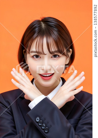 一位女商人擺出不雅姿勢。 一位女商人擺出不雅姿勢。 138577892