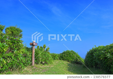Izu Peninsula's Izu Mountain Ridge Trail, Green Kokiyama Summit, Copy Space Izu Peninsula's Izu Mountain Ridge Trail, Green Kokiyama Summit, Copy Space 138578377