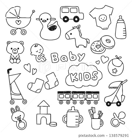 Illustration of baby products Illustration of baby products 138579291