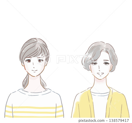 微笑的母親和女兒:一幅柔和的水彩風格母親和女兒插畫(透明PNG格式) 微笑的母親和女兒:一幅柔和的水彩風格母親和女兒插畫(透明PNG格式) 138579417
