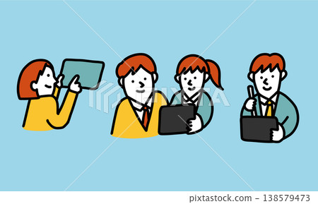 學生使用智慧型裝置學習的插圖 138579473