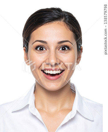 歐洲女人，獨自一人，辦公室職員，肖像，白色背景，臉部焦點，清晰 138579798