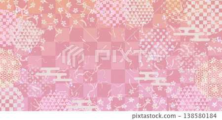 日式淡粉紅背景布料，搭配櫻花圖案 138580184