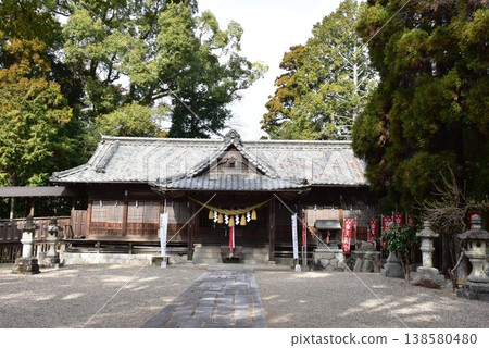 The worship hall of Kameyama Shrine in Kameyama City, Mie Prefecture The worship hall of Kameyama Shrine in Kameyama City, Mie Prefecture 138580480