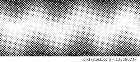 Wavy halftone grunge gradient texture. Pixelated noisy wave pattern background. Black dotted grain grit wallpaper. Vector fading sand dots comic surface. Rasterized pixelated anime or manga backdrop Wavy halftone grunge gradient texture. Pixelated noisy wave pattern background. Black dotted grain grit wallpaper. Vector fading sand dots comic surface. Rasterized pixelated anime or manga backdrop 138580737