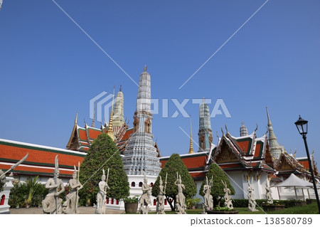 Exterior view of Wat Phra Kaew (Emerald Buddha Temple) in Bangkok, Thailand (1) 138580789