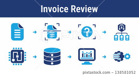 Invoice Review Processing Workflow Icons Invoice Review Processing Workflow Icons 138581052