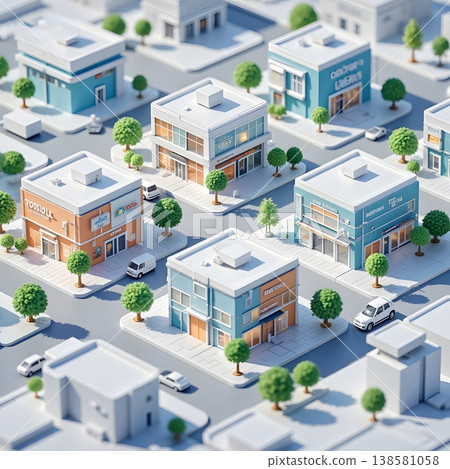 isometric houses in the city isometric houses in the city 138581058