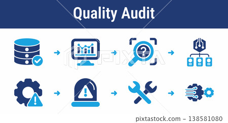 Quality Audit Control Workflow Icons 138581080