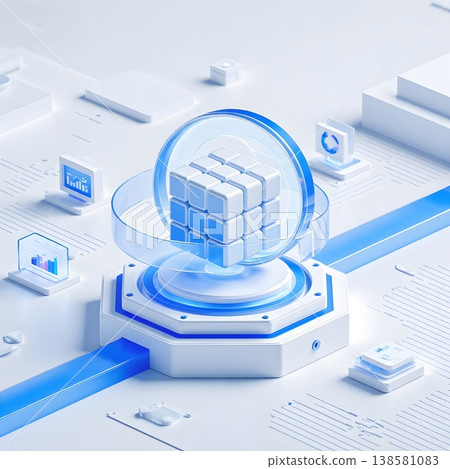 isometric icon on the screen isometric icon on the screen 138581083