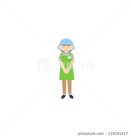 一名超市女員工鞠躬。 一名超市女員工鞠躬。 138581427