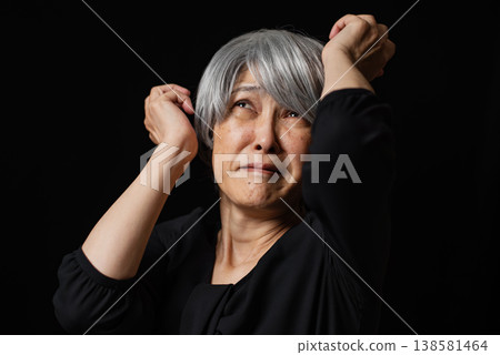 The image of senior women enduring hardship. The image of senior women enduring hardship. 138581464