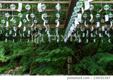 This is a photograph of wind chimes at Kamo Wakeikazuchi Shrine, also known as Kamigamo Shrine, in Kita Ward, Kyoto City. 138581567