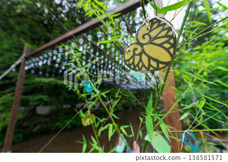This is a photograph of wind chimes at Kamo Wakeikazuchi Shrine, also known as Kamigamo Shrine, in Kita Ward, Kyoto City. This is a photograph of wind chimes at Kamo Wakeikazuchi Shrine, also known as Kamigamo Shrine, in Kita Ward, Kyoto City. 138581571