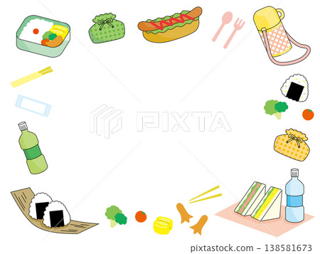 Fun bento box illustration frame Fun bento box illustration frame 138581673