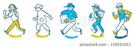 A proud step that accelerates social progress, a powerful stride of blue-collar workers moving forward together. 138581851