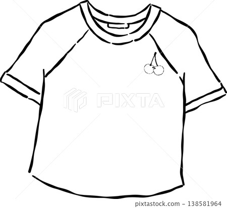 Cute Retro Raglan T-Shirt Outline with Cherries Whimsical Hand Drawn Cute Retro Raglan T-Shirt Outline with Cherries Whimsical Hand Drawn 138581964