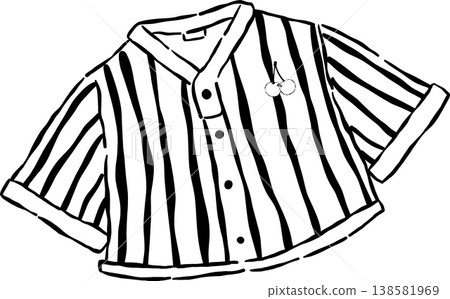 Cute Retro striped baseball top shirt Outline with Cherries Whimsical Hand Drawn 138581969