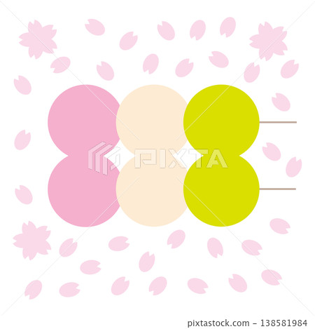 春日式點心 | 三色團子、花見團子與櫻花花瓣 春日式點心 | 三色團子、花見團子與櫻花花瓣 138581984