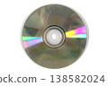 Bottom view of a blank compact disc with rainbow light reflection 138582024