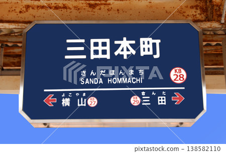 Destination information board at Sanda Honmachi Station on the Kobe Electric Railway. 138582110