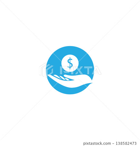 hand holding a dollar coin line icon. save money  salary  finance  cash concept. logo symbol for web and mobile isolated on white background 138582473