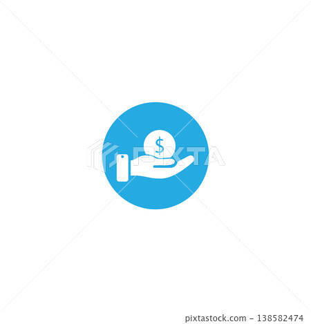 hand holding a dollar coin line icon. save money  salary  finance  cash concept. logo symbol for web and mobile isolated on white background 138582474