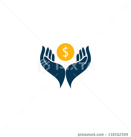 hand holding a dollar coin line icon. save money  salary  finance  cash concept. logo symbol for web and mobile isolated on white background 138582509