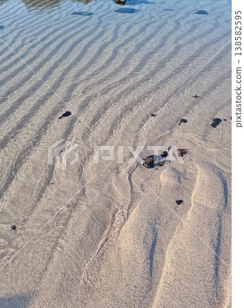It is a textured sandy beach. 138582595