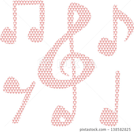音階圖案音譜號和音符插圖集，粉紅色字體 138582825