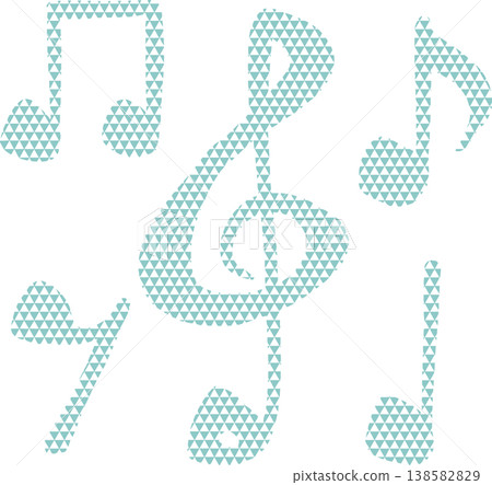 Scale-patterned tone clef and musical note illustration set, light blue type Scale-patterned tone clef and musical note illustration set, light blue type 138582829