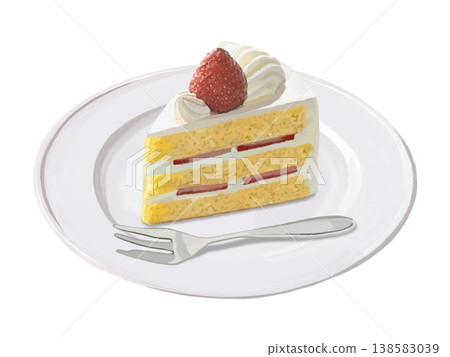 Strawberry shortcake (with plate and fork) 138583039