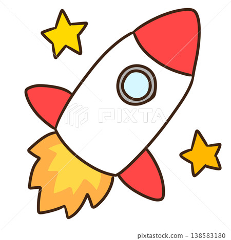 手繪的火箭升空插圖。 138583180