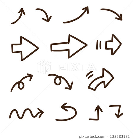 簡單的箭頭手繪插圖集 138583181
