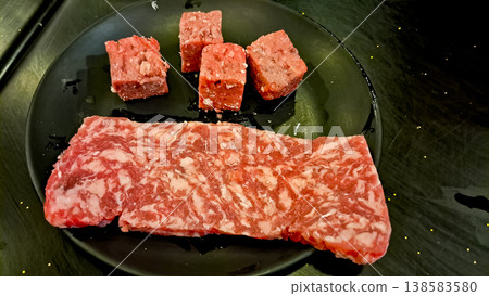 close up view of grilling goat and beef close up view of grilling goat and beef 138583580