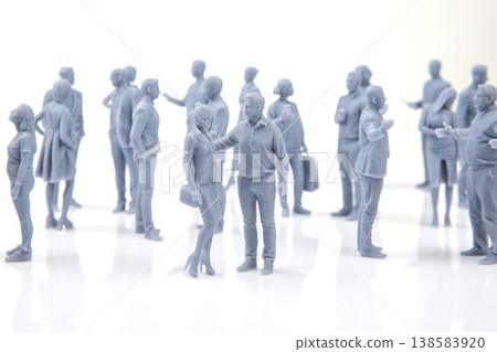 Miniature people in a busy social setting interact with each other during a casual gathering Miniature people in a busy social setting interact with each other during a casual gathering 138583920