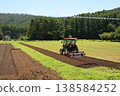 Under the blue sky, farming work in the field, tilling the soil. 138584252