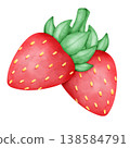 strawberry with green leaves 138584791