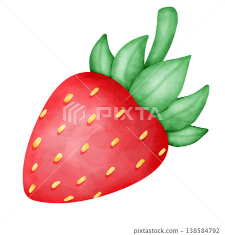strawberry with green leaves 138584792