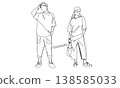 時尚的手繪線條藝術插圖，展現潮流的形象。 138585033