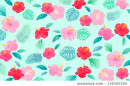 芙蓉花圖案背景_水平 芙蓉花圖案背景_水平 138585584